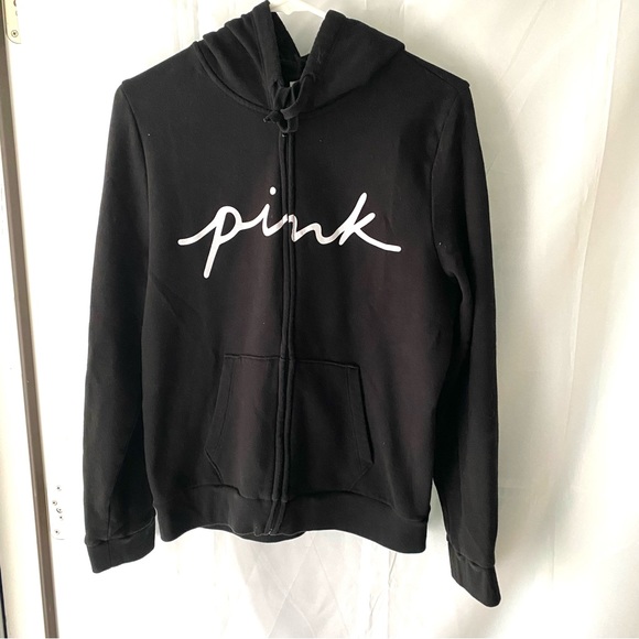 PINK Victoria’s Secret sweatshirt black full zip SZ L NWOT - Picture 9 of 11